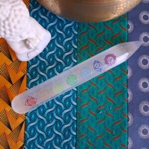 Chakra Selenite Wand for Reiki and Energy Healing